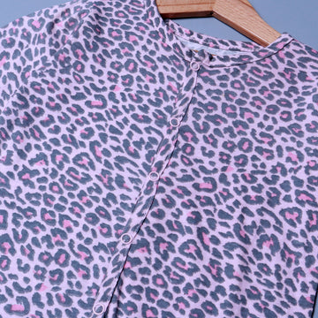 PINK CHEETAH PRINT COTTON JERSY FABRIC FULL BODY FULL SLEEVES ROMPER
